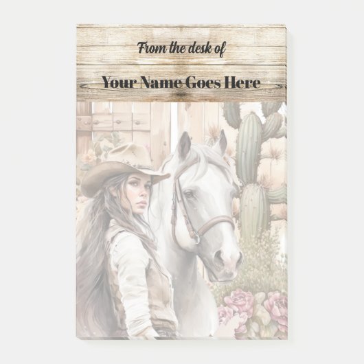 Cowgirl met waterverf cactus floral post-it® notes (Voorkant)