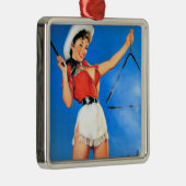  Cowgirl Metalen Ornament (Rechts)