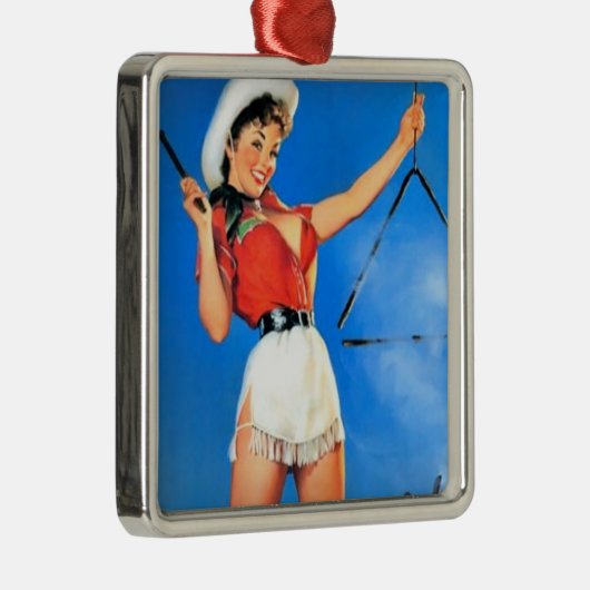  Cowgirl Metalen Ornament (Rechts)