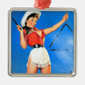 Cowgirl Metalen Ornament (Voorkant)