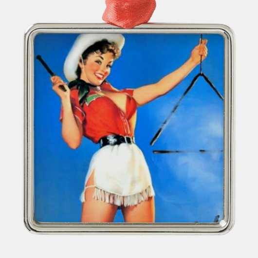  Cowgirl Metalen Ornament (Voorkant)