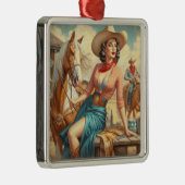  Cowgirl Metalen Ornament (Rechts)