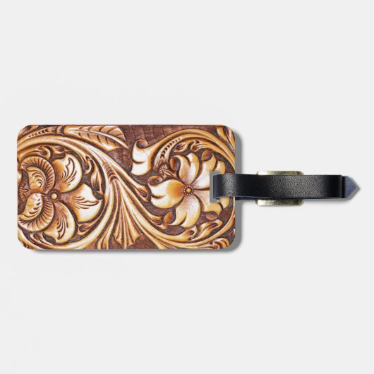 cowgirl mode western land bloemleder bagagelabel (Achterkant horizontaal)