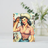 cowgirl naadloze illustratie briefkaart (Staand voorkant)