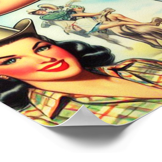 cowgirl naadloze illustratie poster (Hoek)