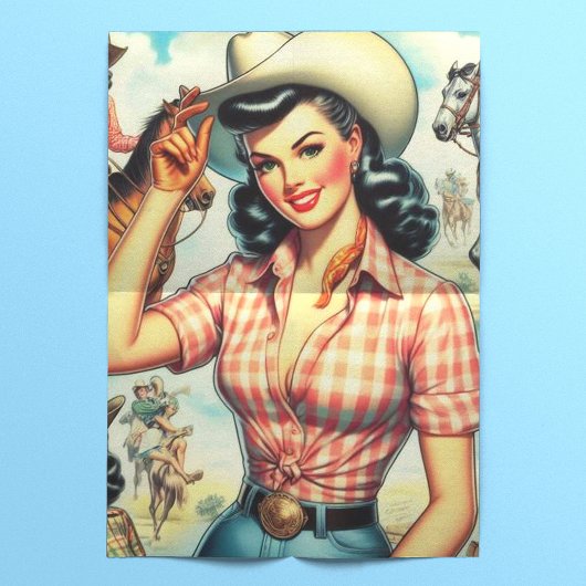 cowgirl naadloze illustratie tissuepapier