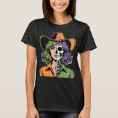 Cowgirl naar het bot Western skelet Halloween T-shirt (Voorkant)