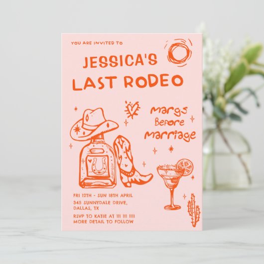 Cowgirl Nashville Laatste Rodeo Bachelorette Weeke Kaart (Staand voorkant)