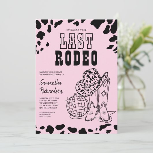 Cowgirl Nashville Pink Bachelorette Party Weekend Kaart (Staand voorkant)