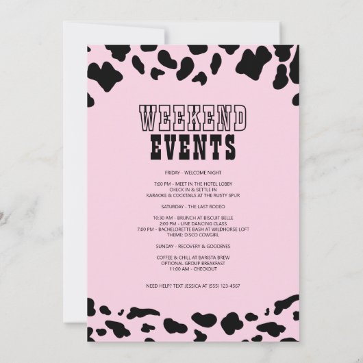 Cowgirl Nashville Pink Bachelorette Party Weekend Kaart (Achterkant)