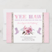 cowgirl nodig met laarzen en hoefijzer kaart (Voorkant)