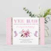 cowgirl nodig met laarzen en hoefijzer kaart (Staand voorkant)