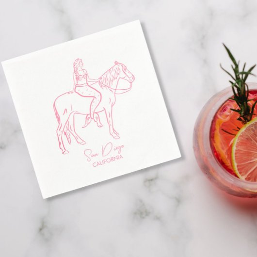 cowgirl ocean bachelorette cocktail servet