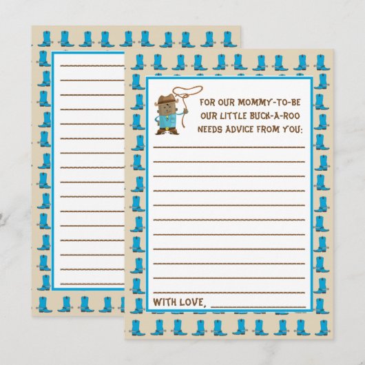 Cowgirl of Cowboy Gender Reclame Card Kaart (Voorkant / Achterkant)