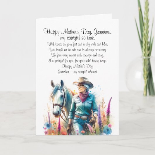 Cowgirl oma bedankkaart (Voorkant)