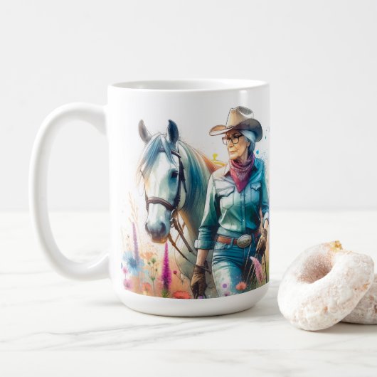 Cowgirl oma koffiemok (Met donut)
