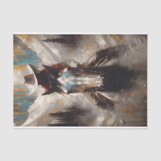 Cowgirl on Black Horse Mountain Decoupage Tissuepapier (Voorkant)