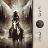 Cowgirl on White Horse Trail Decoupage Tissuepapier