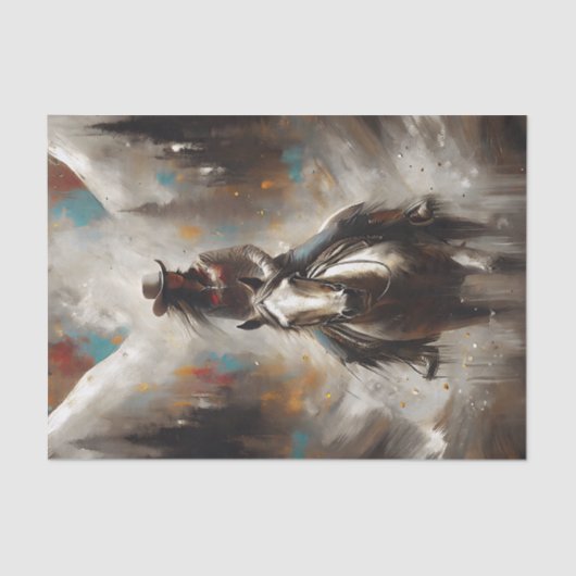 Cowgirl on White Horse Trail Decoupage Tissuepapier (Voorkant)