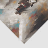 Cowgirl on White Horse Trail Decoupage Tissuepapier (Detail)