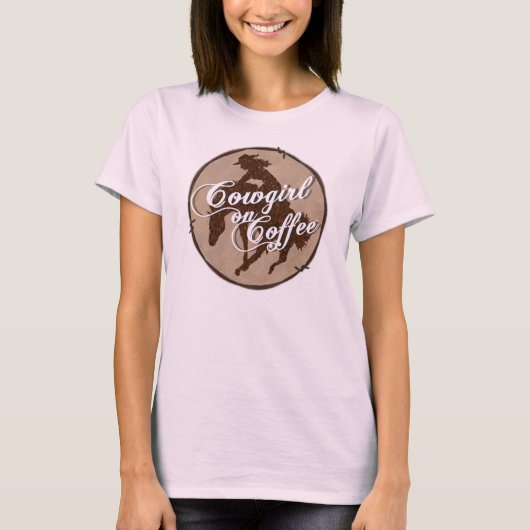 Cowgirl op Coffee roze Tanktop (Voorkant)