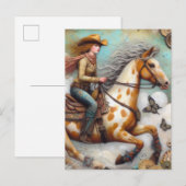 Cowgirl op een Appaloosa Paard Briefkaart (Voorkant / Achterkant)