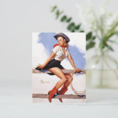 Cowgirl op een Fence Pin-Up Briefkaart (Staand voorkant)