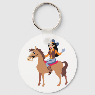 Cowgirl op een paard sleutelhanger