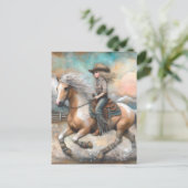 Cowgirl op een Pinto Briefkaart (Staand voorkant)