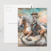 Cowgirl op een Pinto Briefkaart (Voorkant / Achterkant)