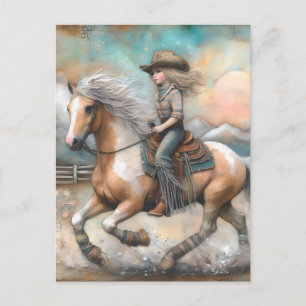 Cowgirl op een Pinto Briefkaart