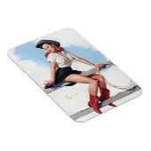 Cowgirl op Fence  Pin Up Magneet (Rechterzijde)