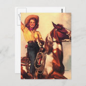 Cowgirl op haar paard briefkaart (Voorkant / Achterkant)