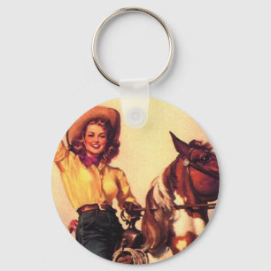 Cowgirl op haar paard sleutelhanger