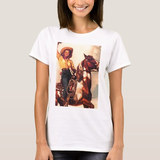 Cowgirl op haar paard t-shirt (Voorkant)