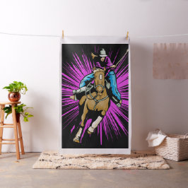 Cowgirl op hardlooppaard -LG Print Stof