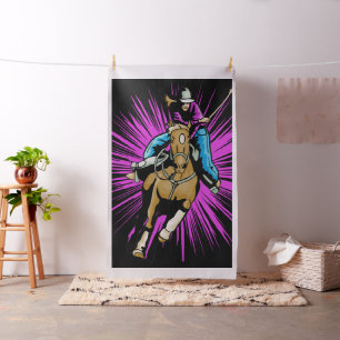 Cowgirl op hardlooppaard -LG Print Stof