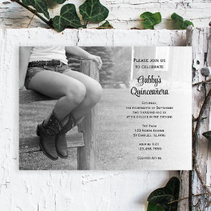 Cowgirl op het hek Westerne schuur partij Quinceañ Kaart