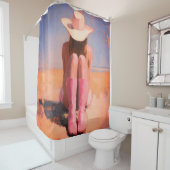 Cowgirl op het strand douchegordijn (In situ)