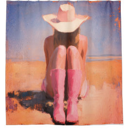 Cowgirl op het strand douchegordijn