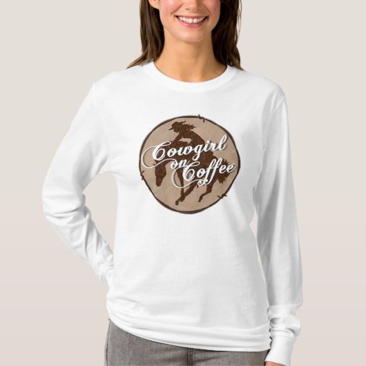 Cowgirl op koffie t-shirt (Voorkant)