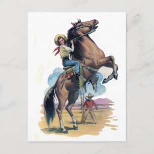 Cowgirl op paard briefkaart
