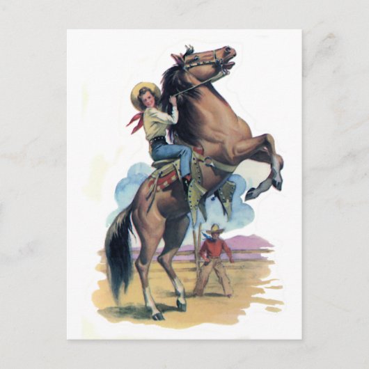 Cowgirl op paard briefkaart (Voorkant)