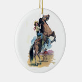 Cowgirl op paard keramisch ornament (Rechts)