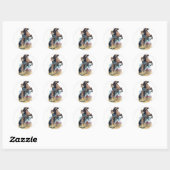 Cowgirl op Paard Ronde Sticker (Vel)