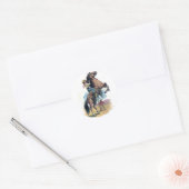 Cowgirl op Paard Ronde Sticker (Envelop)
