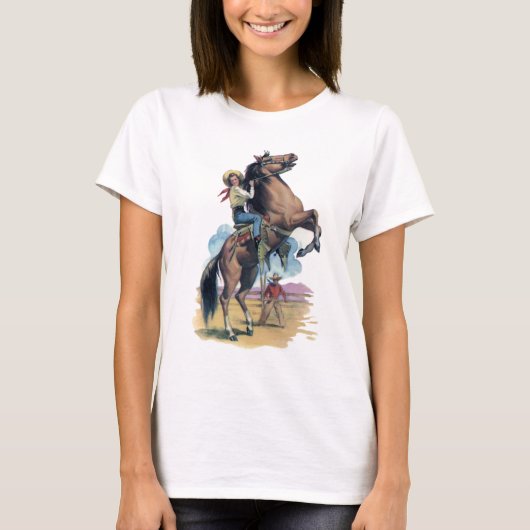 Cowgirl op paard t-shirt (Voorkant)