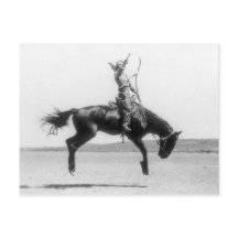 Cowgirl op paard vintage foto