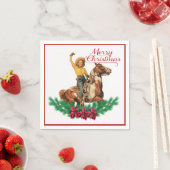  cowgirl op paard vrolijke kerstservetten servetten (Insitu)