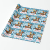  cowgirl op paard winter vrolijk kerstfeest cadeaupapier (Uitgerold)